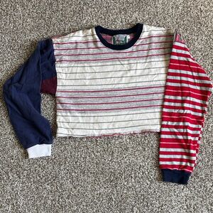 Striped Patchwork Cropped Rugby Shirt